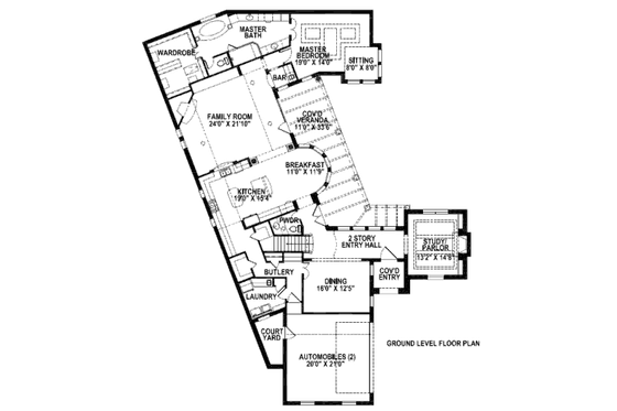 Floor Plan - Main Floor for European House Plan #141-232 - 3 bed, 2.5 bath