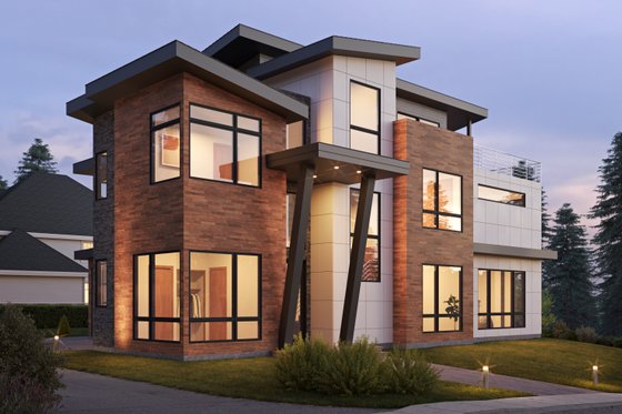 Exterior - Front Elevation 5 for Contemporary House Plan #1066-261 - 5 bed, 5.5 bath