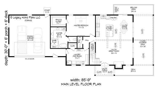 House Blueprint - Cabin Floor Plan - Main Floor Plan #932-1342