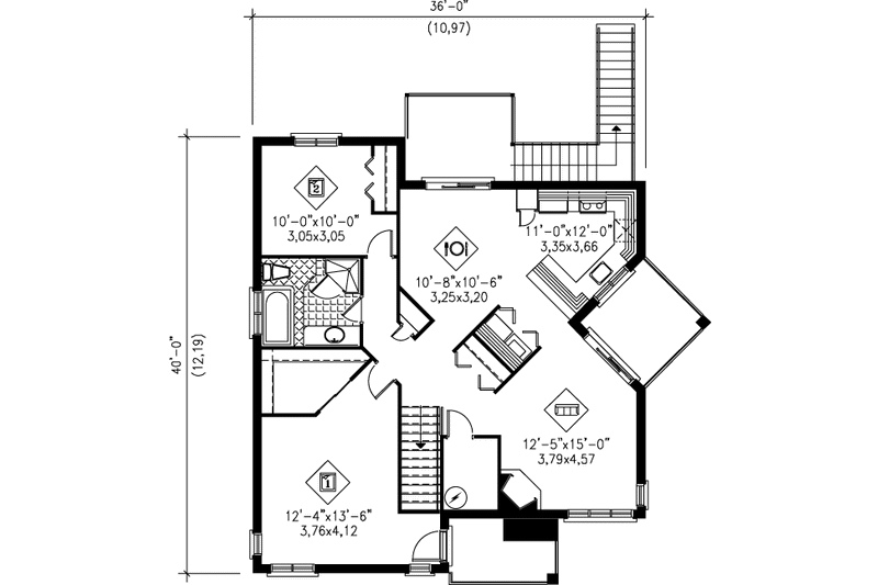 Dream House Plan - Floor Plan - Upper Floor for Traditional House Plan #25-348 - 2 bed, 1 bath