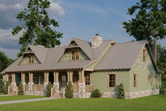 Exterior - Front Elevation 3 for Cabin House Plan #923-416 - 3 bed, 2 bath