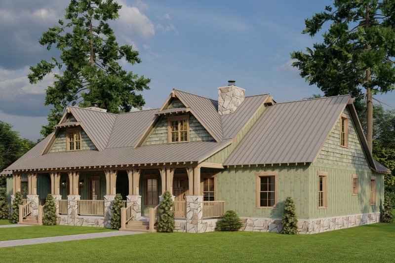 Architectural House Design - Exterior - Front Elevation 3 for Cabin House Plan #923-416 - 3 bed, 2 bath