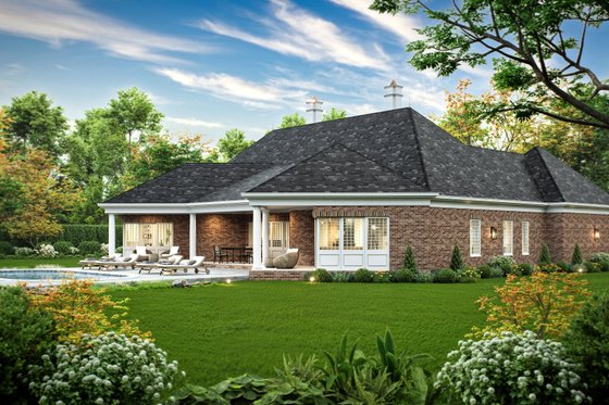 Exterior - Rear Elevation 1 for European House Plan #119-356 - 3 bed, 3 bath