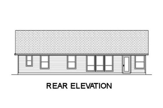 Exterior - Rear Elevation for Ranch House Plan #84-469 - 3 bed, 2 bath