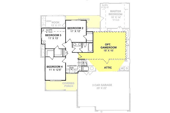 Floor Plan - Upper Floor for Traditional House Plan #20-1356 - 4 bed, 2.5 bath