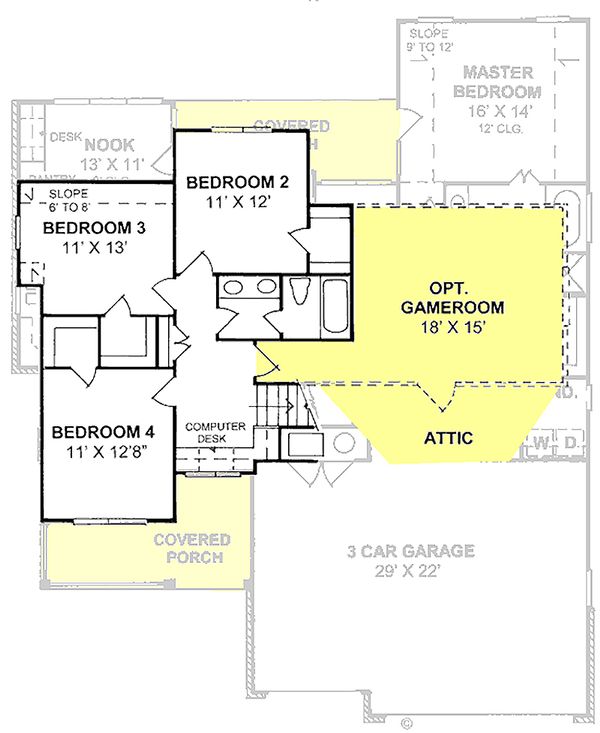 Home Plan - Traditional Floor Plan - Upper Floor Plan #20-1356