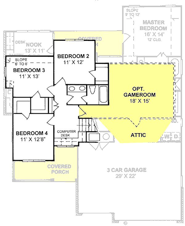 Architectural House Design - Traditional Floor Plan - Upper Floor Plan #20-1356