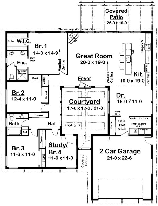 Dream House Plan - Floor Plan - Main Floor for Contemporary House Plan #126-306 - 4 bed, 2 bath