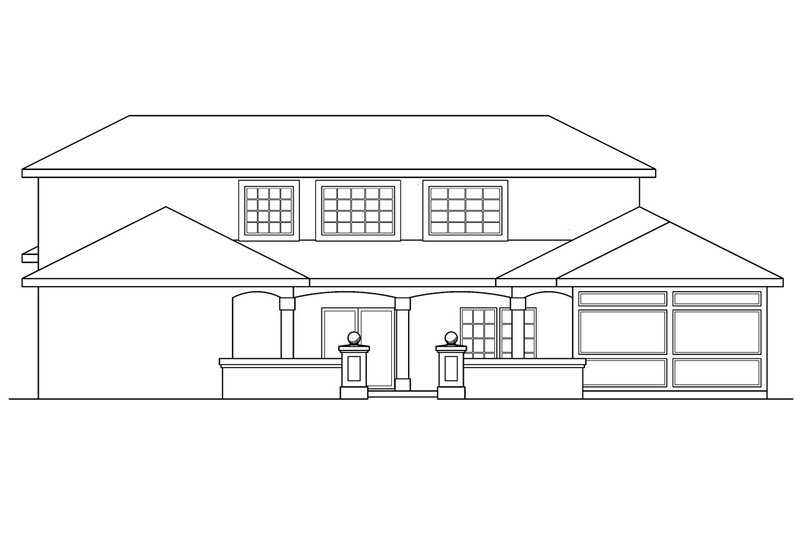 Home Plan - Exterior - Rear Elevation for Mediterranean House Plan #124-254 - 3 bed, 3.5 bath