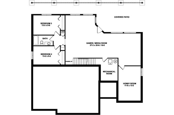 Floor Plan - Lower Floor for Traditional House Plan #126-237 - 2 bed, 2 bath