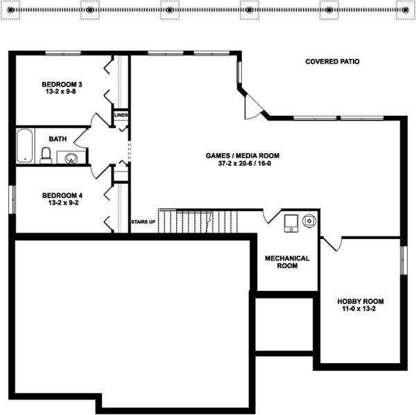 Architectural House Design - Traditional Floor Plan - Lower Floor Plan #126-237