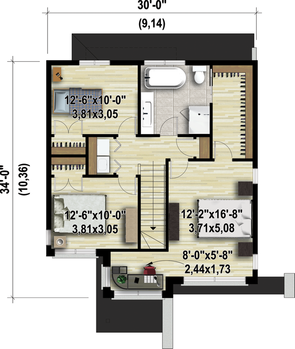 Contemporary Floor Plan - Upper Floor Plan #25-4308