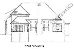 Exterior - Rear Elevation for European House Plan #41-159 - 3 bed, 2.5 bath