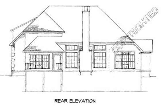 Exterior - Rear Elevation for European House Plan #41-159 - 3 bed, 2.5 bath