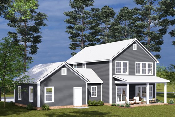 Exterior - Rear Elevation for Farmhouse House Plan #513-2308 - 4 bed, 3.5 bath