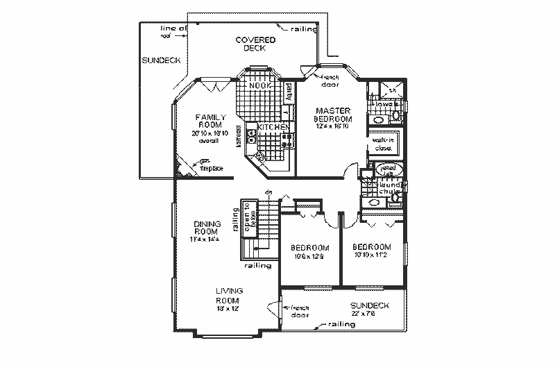 Architectural House Design - Floor Plan - Main Floor for Mediterranean House Plan #18-212 - 3 bed, 2 bath