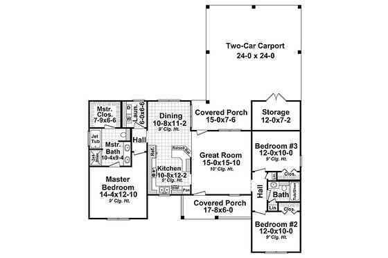 Floor Plan - Main Floor for Country House Plan #21-319 - 3 bed, 2 bath
