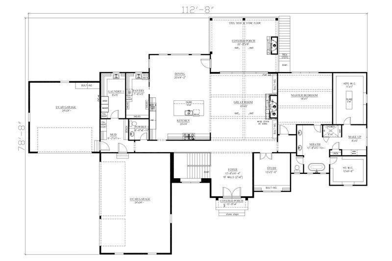 Home Plan - Floor Plan - Main Floor for Farmhouse House Plan #437-139 - 4 bed, 5 bath