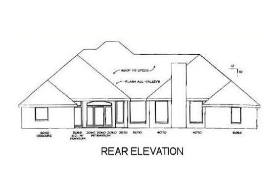 Exterior - Rear Elevation for Traditional House Plan #65-101 - 4 bed, 3.5 bath