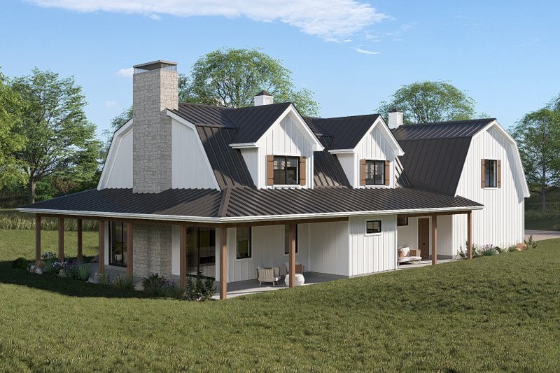 Architectural House Design - Exterior - Rear Elevation 1 for Barndominium House Plan #455-822 - 5 bed, 6 bath