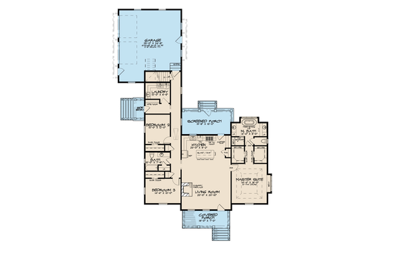 Floor Plan - Main Floor for Farmhouse House Plan #923-116 - 3 bed, 2 bath