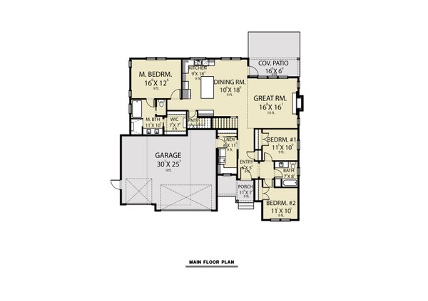 Dream House Plan - Farmhouse Floor Plan - Main Floor Plan #1070-149