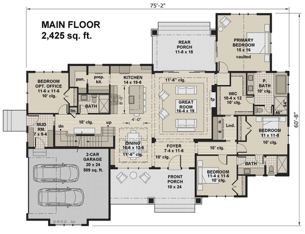 Dream House Plan - Farmhouse Floor Plan - Main Floor Plan #51-1221