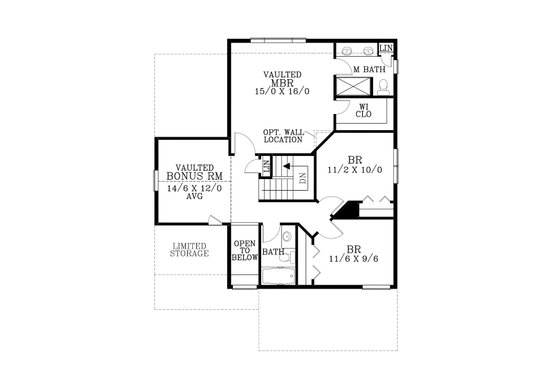 Floor Plan - Upper Floor for Craftsman House Plan #53-550 - 3 bed, 2.5 bath