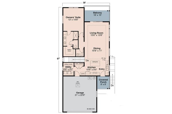 House Blueprint - Prairie Floor Plan - Main Floor Plan #124-1450