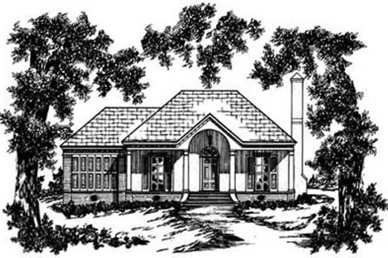 House Blueprint - Southern Exterior - Front Elevation Plan #36-104