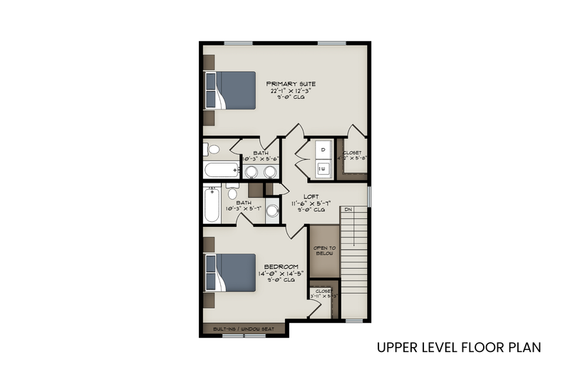 House Design - Floor Plan - Upper Floor for Traditional House Plan #1108-10 - 2 bed, 2.5 bath