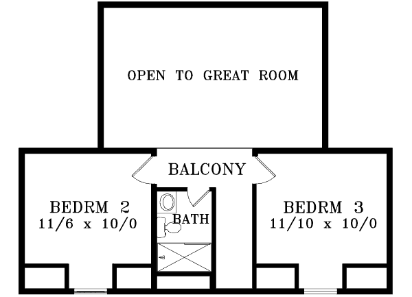 Traditional Floor Plan - Upper Floor Plan #1-1373