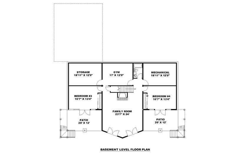 Dream House Plan - Floor Plan - Lower Floor for Farmhouse House Plan #117-956 - 4 bed, 3.5 bath