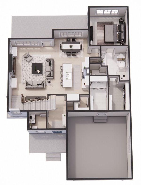 Home Plan - Floor Plan - Main Floor 1 for Farmhouse House Plan #51-1522 - 3 bed, 3.5 bath