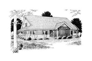 Exterior - Rear Elevation for Country House Plan #20-168 - 4 bed, 2.5 bath