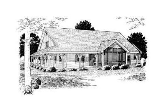 Exterior - Rear Elevation for Country House Plan #20-168 - 4 bed, 2.5 bath