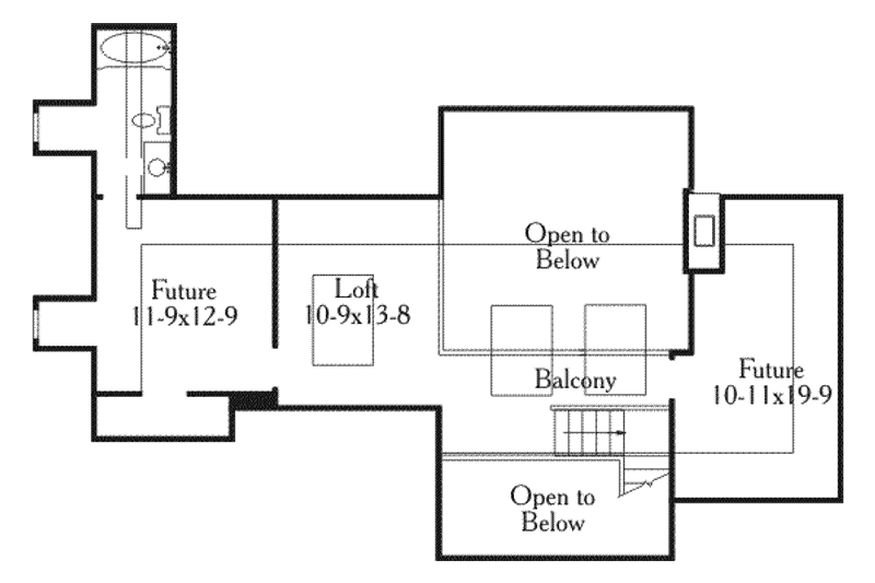 Dream House Plan - Floor Plan - Upper Floor for European House Plan #406-181 - 3 bed, 2 bath
