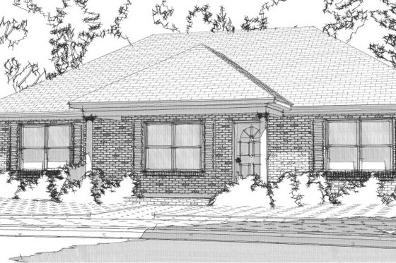 Exterior - Front Elevation for Ranch House Plan #63-363 - 3 bed, 2 bath