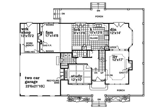 Floor Plan - Main Floor for Colonial House Plan #47-388 - 4 bed, 2.5 bath