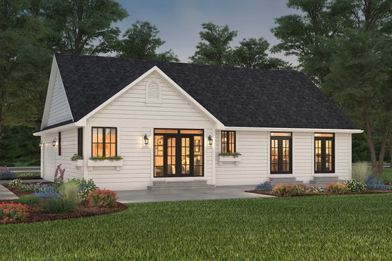 Exterior - Rear Elevation 3 for Ranch House Plan #427-5 - 3 bed, 2 bath