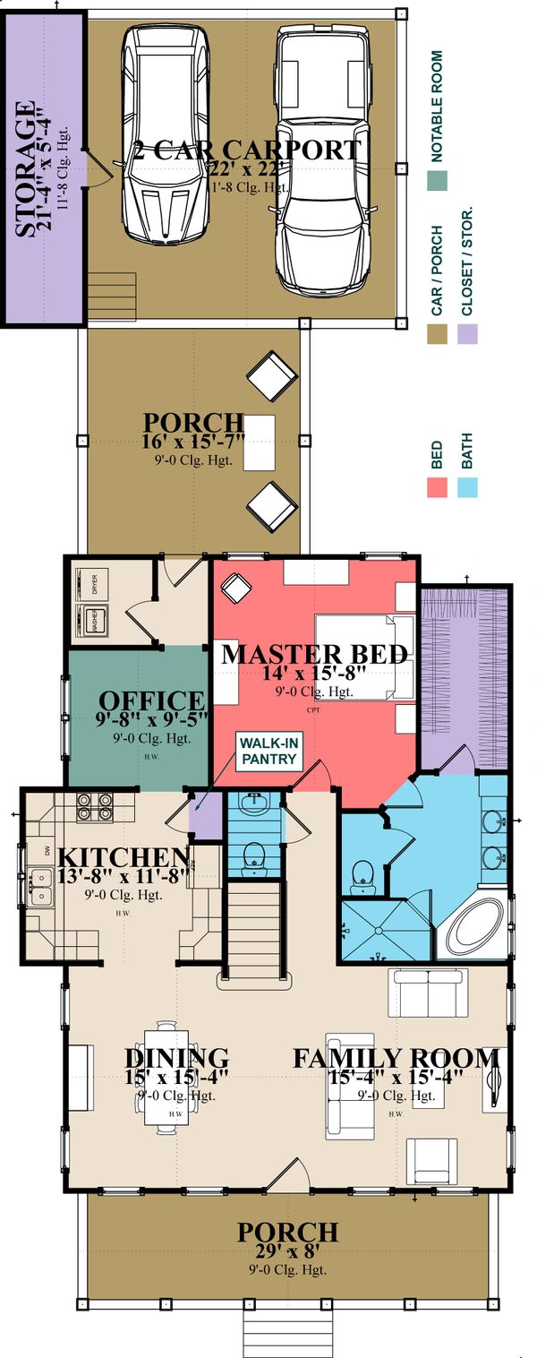Architectural House Design - Farmhouse Floor Plan - Main Floor Plan #63-373