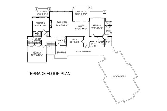 Floor Plan - Lower Floor House Plan #920-16 - 5 bed, 4 bath