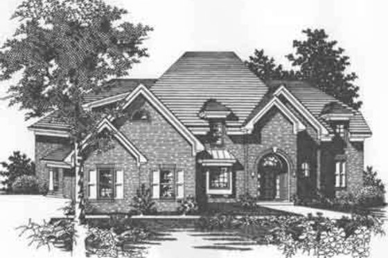 Exterior - Front Elevation for European House Plan #329-152 - 4 bed, 3.5 bath