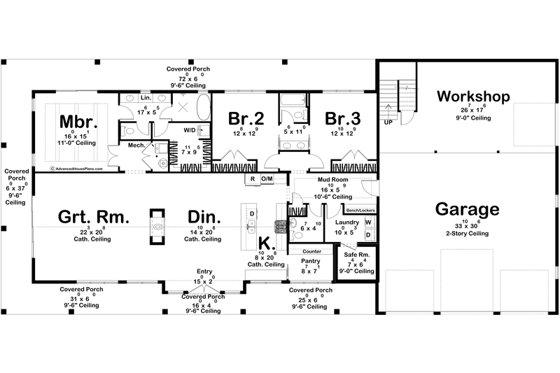 Home Plan - Floor Plan - Main Floor for Barndominium House Plan #455-384 - 3 bed, 2.5 bath