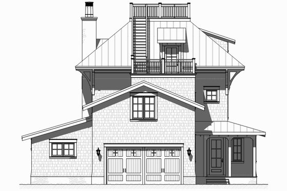 Exterior - Rear Elevation for Beach House Plan #901-124 - 4 bed, 3.5 bath