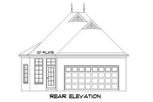 Exterior - Rear Elevation for European House Plan #424-41 - 3 bed, 2 bath