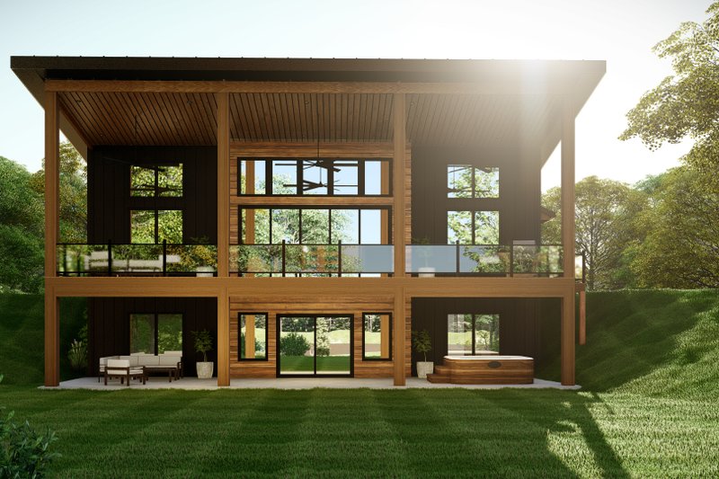 House Plan Design - Modern Exterior - Rear Elevation Plan #1064-280