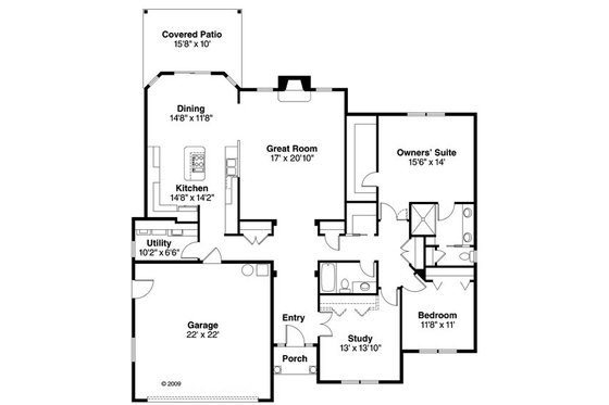 Floor Plan - Main Floor for Traditional House Plan #124-764 - 2 bed, 2 bath