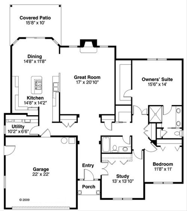 Architectural House Design - Traditional Floor Plan - Main Floor Plan #124-764