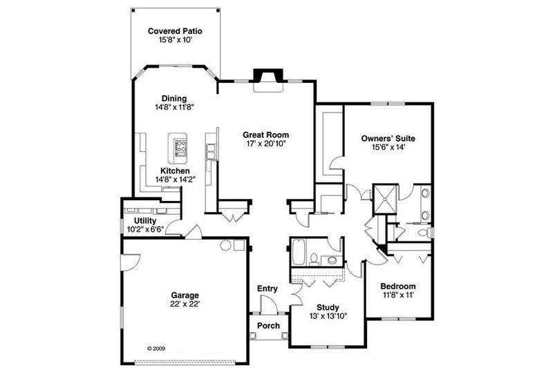 Home Plan - Floor Plan - Main Floor for Traditional House Plan #124-764 - 2 bed, 2 bath